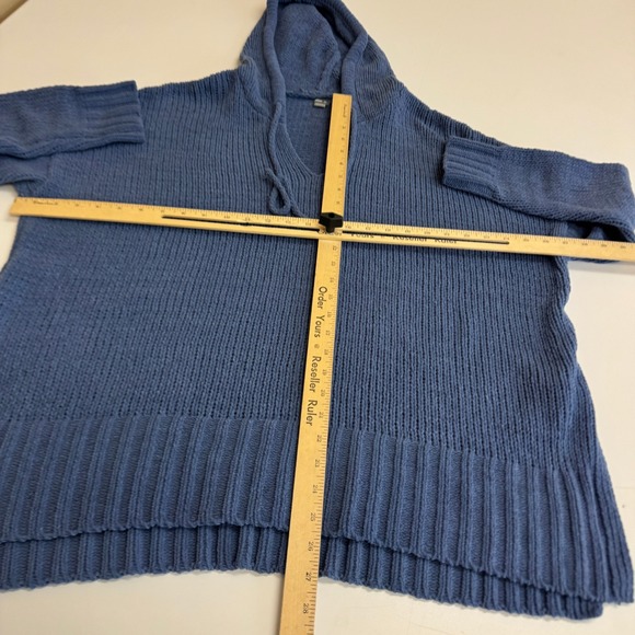 Aerie Sweater Womens Small Blue Chenille Oversized Chunky Knit Hoodie Pullover - Picture 6 of 9